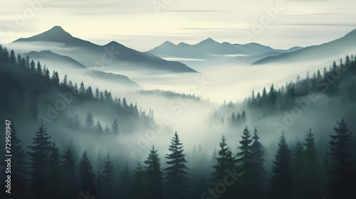 Majestic mountains, panoramic peaks PPT background © Derby