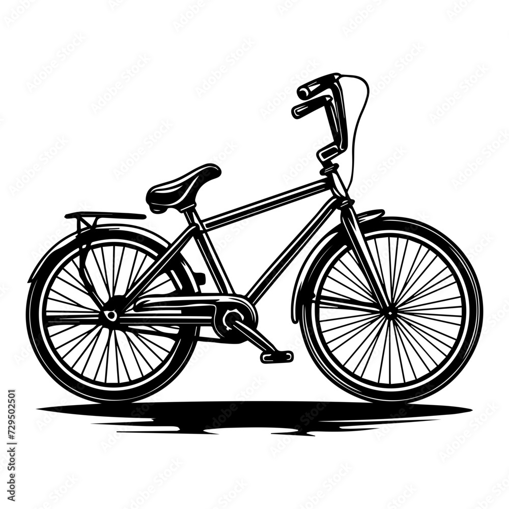 Black bicycle icon. Riding transport. Bike symbol