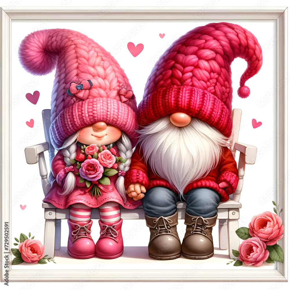 Adorable Gnome Couple Sharing a Romantic Moment