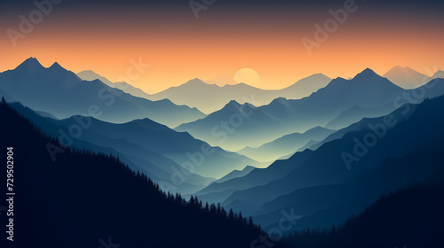 Majestic mountains, panoramic peaks PPT background