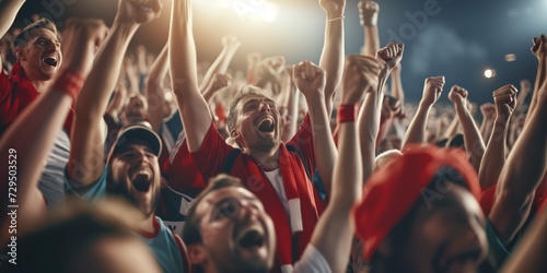 Enthusiastic Fans Celebrate A Goal, Showing Support For Their Favorite Players. Сoncept Football Fanatics, Goal Celebrations, Fan Support, Favorite Players, Enthusiastic Cheers