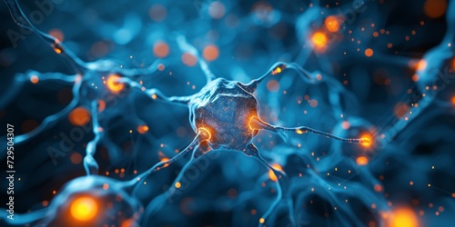 Intricate Rendering Of Interconnected Neurons Creates Abstract Medical Background. Сoncept Digital Art, Medical Illustration, Neural Networks, Abstract Background, Science And Technology