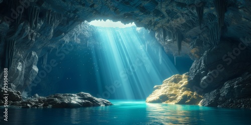 The Captivating Beauty Of Light Streaming Through A Magnificent, 3D-Rendered Cavern. Сoncept Nature's Symphony, Exploring The Melodic Harmony Of Birdsong And Rustling Leaves Magical Night Sky