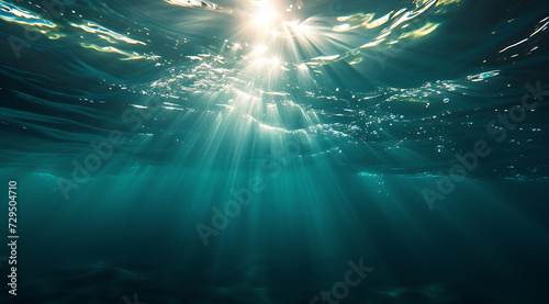 an underwater scene where light reflects off water in