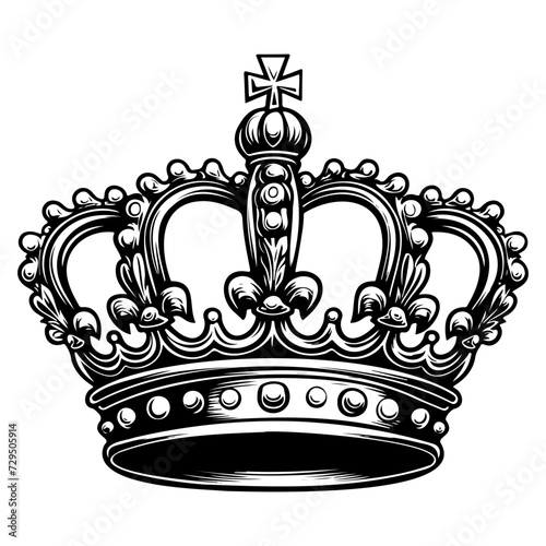 Royal king crown hand drawn sketch Vector illustration