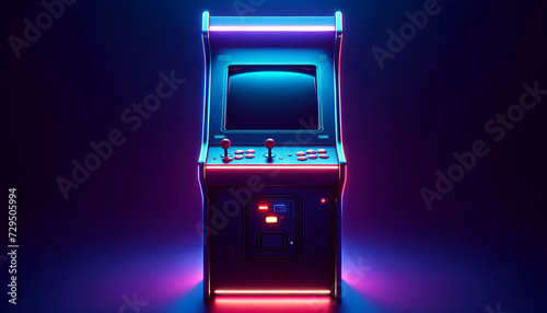 Single Arcade Game Unit with Vibrant Neon Lighting