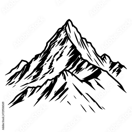 Mountain silhouette vector icon. Rocky peaks, Mountains ranges