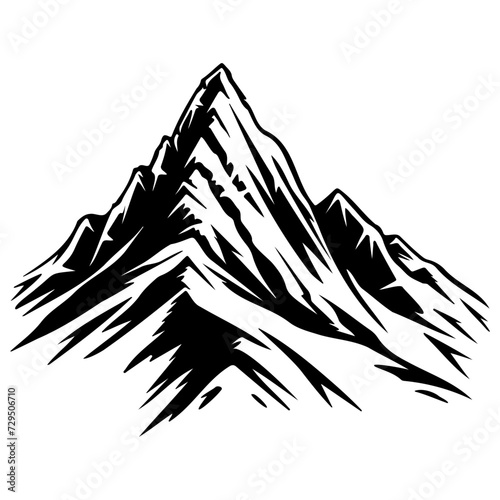 Mountain silhouette vector icon. Rocky peaks, Mountains ranges