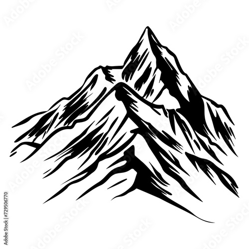 Mountain silhouette vector icon. Rocky peaks, Mountains ranges