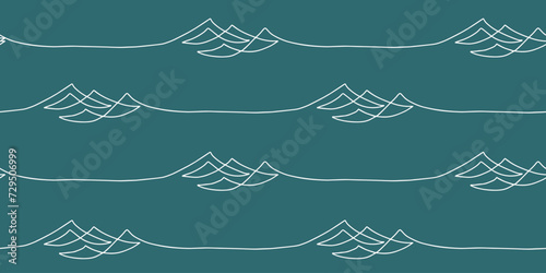 Seamless wave pattern drawn with one continuous line. Vector line art loopable pattern for invitations, cards, print on fabric, wallpapers, scrapbooking, wrapping paper and textile products.