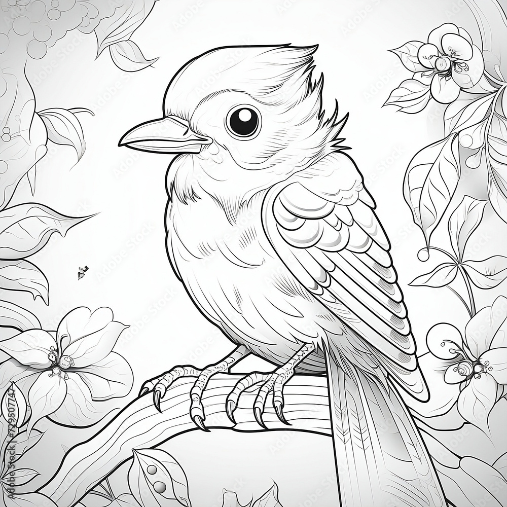  Foto zu ภาพประกอบสต็อก zeichnung, malvorlage, für kinder, vogel, vektor 