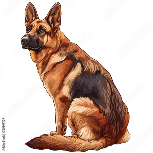 cute German Shepherd Dog, realistic Illustration, Vector Graphic, realistic Style, isolated