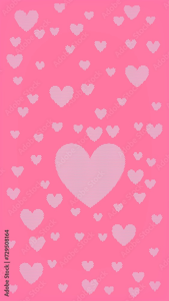 Pink background with hearts valentine