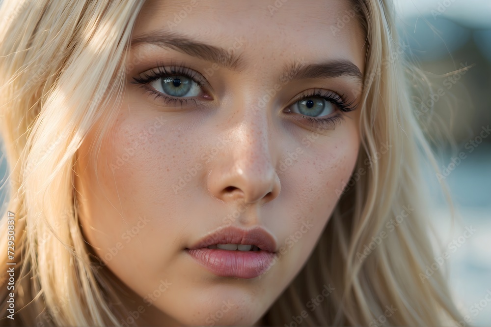 Portrait of a woman. Soft diffused sunset lighting. Close up. Portrait of a woman. Soft diffused sunset lighting. Close up.