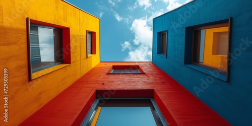 Innovative And Contemporary Architectural Design Showcasing Abstract Shapes And Lively Colors. Сoncept Sustainable Fashion, Minimalist Home Decor, Travel Photography, Diy Crafts
