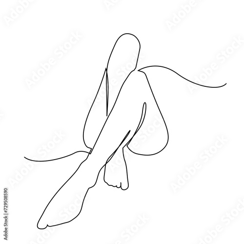 Abstract beautiful female legs, detail, continuous line drawing, quick sketch, fashion illustration, woman beauty minimalist, vector illustration