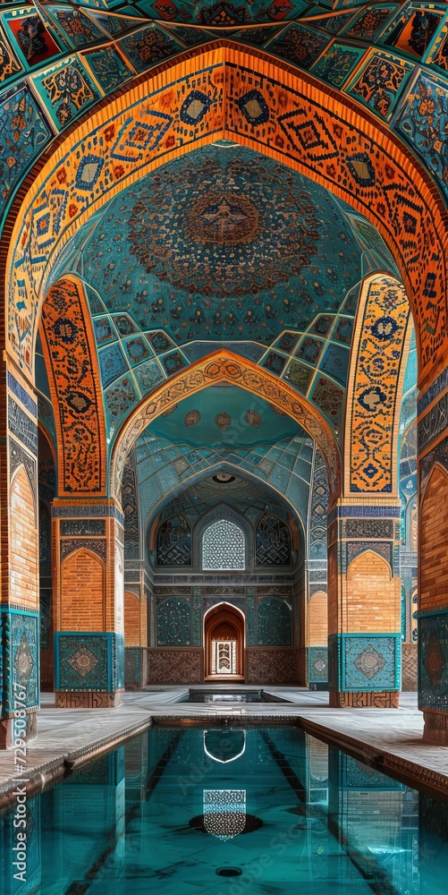 Persian palace, beautiful castle, minimalistic background image for mobile phone, ios, Android, banner for instagram stories,
vertical wallpaper.