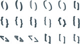 Bracket parenthesis icons set isometric vector. Open close curly. Text braces