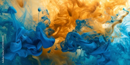 Captivating Abstract Art Featuring Dynamic Gold And Blue Ink Swirls. Сoncept Delicious Food Photography, Stunning Landscape Portraits, Artistic Still Life, Vibrant Street Photography