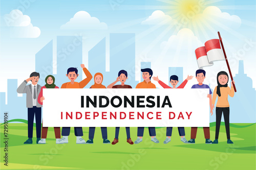 Indonesian Independence Celebrations Day Vector Illustration Banner And Social Media Post Design Set, Indonesia National Republic Celebrate Event Day Poster Template, With Flag, Happy Democracy.