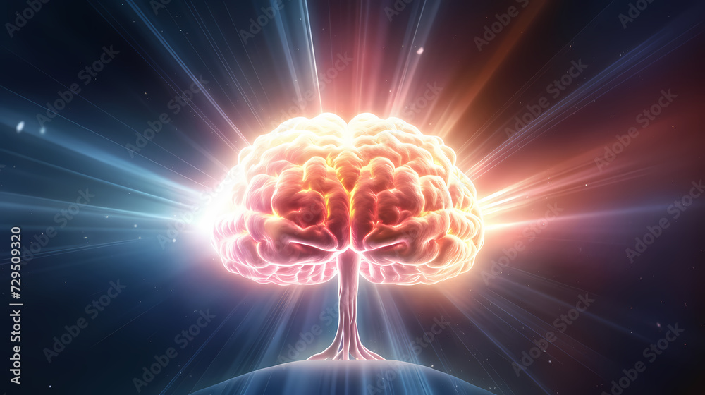 Fototapeta premium Creative human brain concept, creative light bulb background