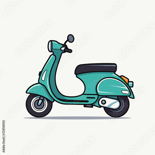 Scooter,simple,minimalism,flat color,vector illustration,thick outlined,white background