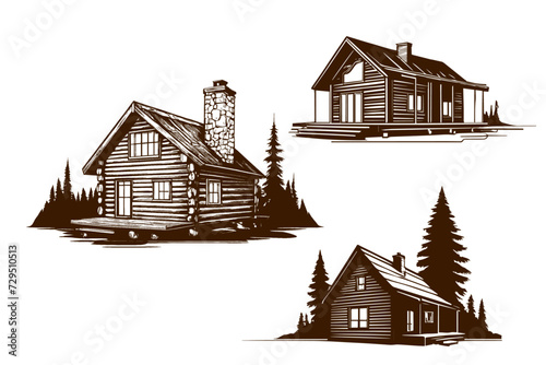 vintage wooden cabin logo silhouette 