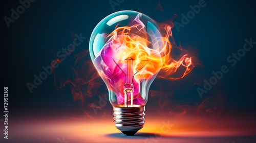 Creative human brain concept, creative light bulb background