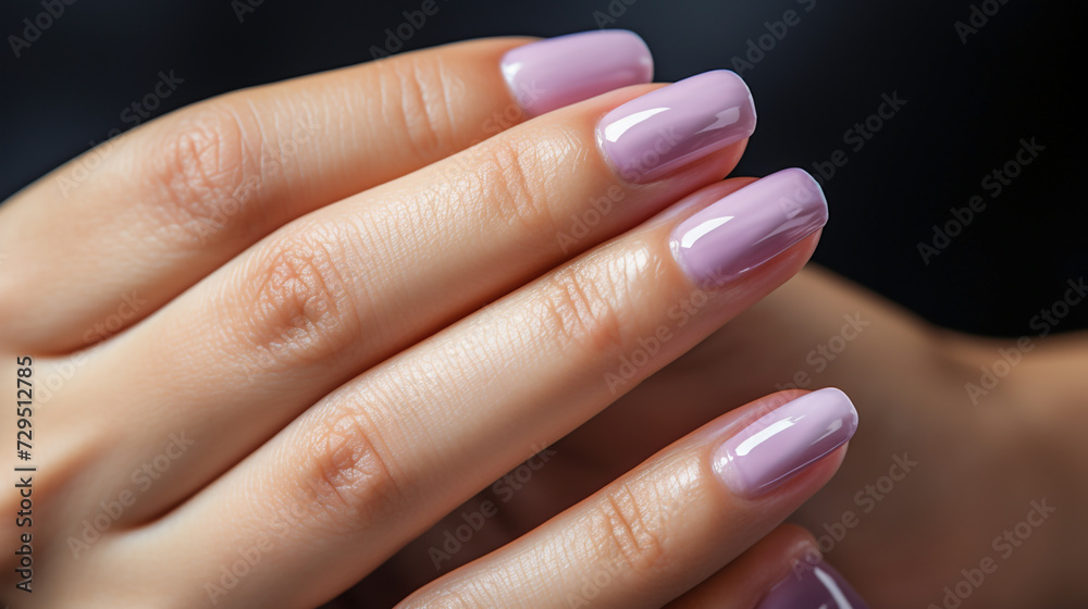 wide manicure banner background image with beautiful fingers of a lady hand with polished purple color nails and smooth skin color wide manicure banner background image with beautiful fingers of a lady hand with polished purple color nails and smooth skin color