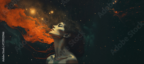 Fantasy portrait of a girl on a space background
