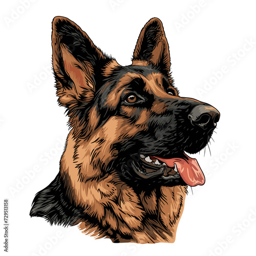 cute German Shepherd Dog, realistic Illustration, Vector Graphic, realistic Style, isolated