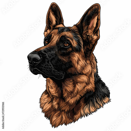 cute German Shepherd Dog, realistic Illustration, Vector Graphic, comic Style, isolated