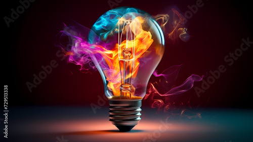 Creative human brain concept, creative light bulb background