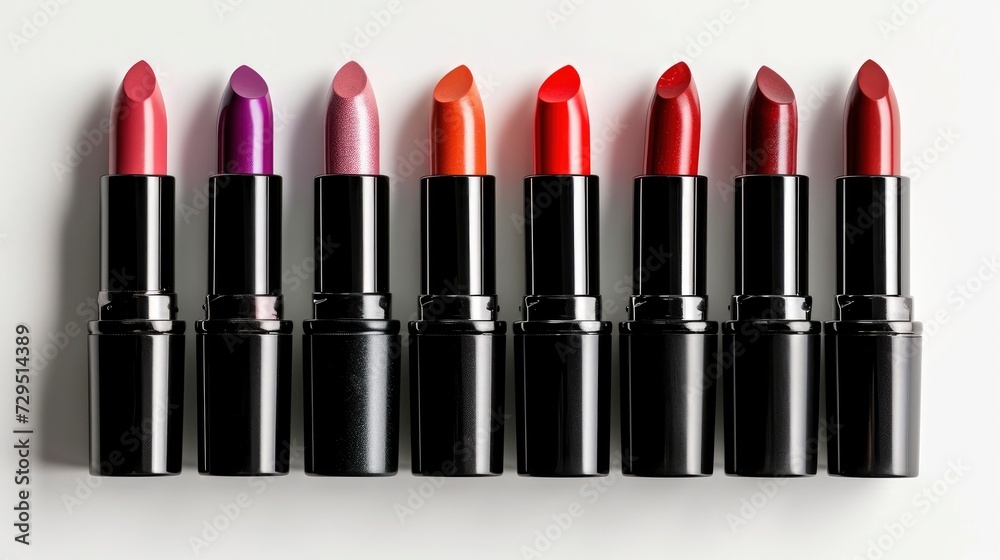 Fototapeta premium different color lipsticks isolated on white background