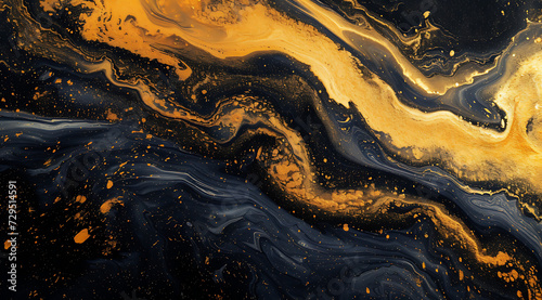 black and golden abstract water wave with swirls of g