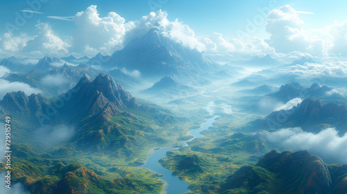 Infinite Horizons: Fractal Mountain Majesty © Andrii 