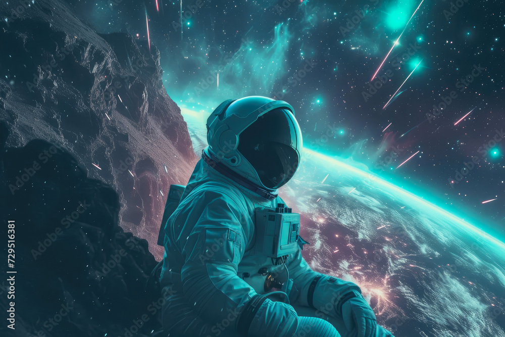 Galactic Voyager: Astronaut Amid Celestial Splendor Galactic Voyager: Astronaut Amid Celestial Splendor