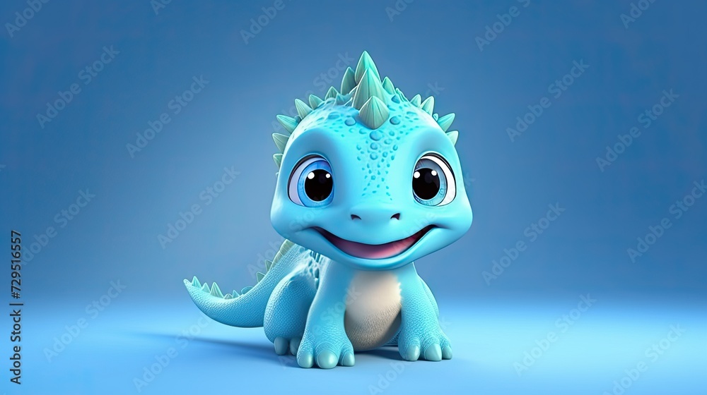 3D cute creature isolated on blue background 3D cute creature isolated on blue background