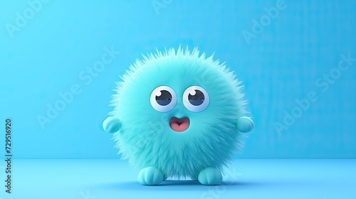 3D cute creature isolated on blue background