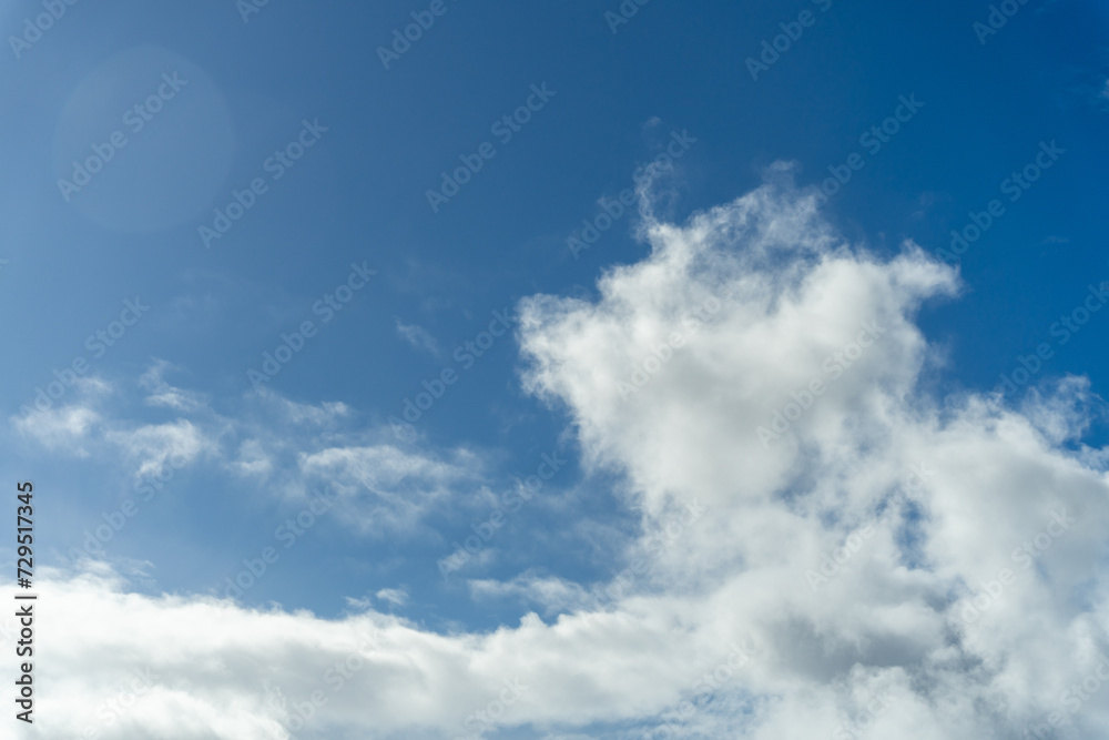 Bright Blue Sky with White Cotton Clouds