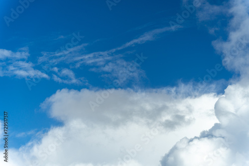 Bright Blue Sky with White Cotton Clouds
