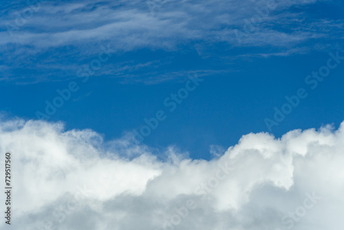 Bright Blue Sky with White Cotton Clouds