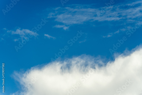 Bright Blue Sky with White Cotton Clouds