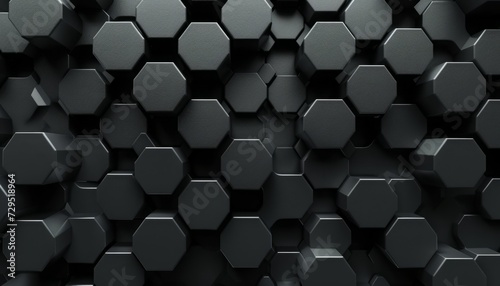 Modern Professionalism with a Geometric Touch - Black Hexagon Cubes Adorning a Precise Layout Wallpaper