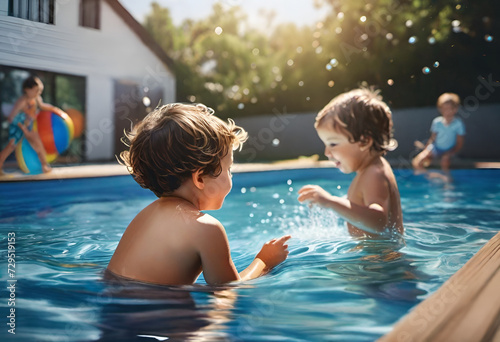 Kids playing in the pool
