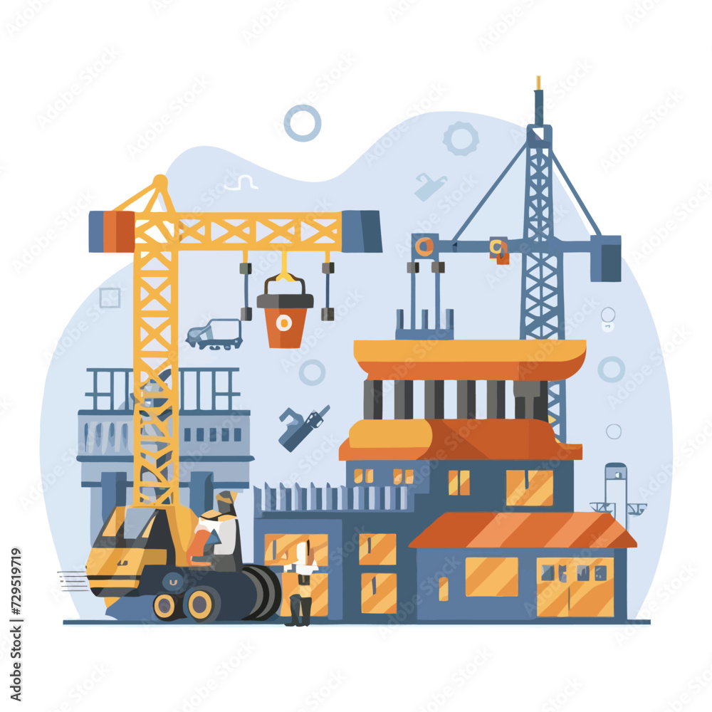 Naklejka premium 2d vector illustration icon, shape line , architecture factory industrial and town with home 