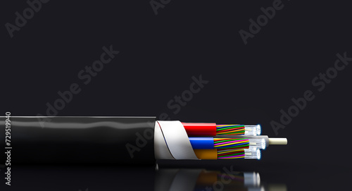 fibre optic cable on a black background.
