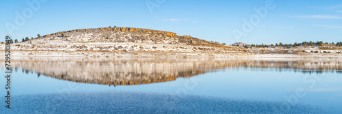 panorama of Carter Lake in northern Colorado in winter scenery