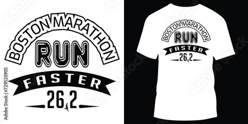 Boston Marathon Runner Athletic Typography college style Vector run illustration T-shirt design,
