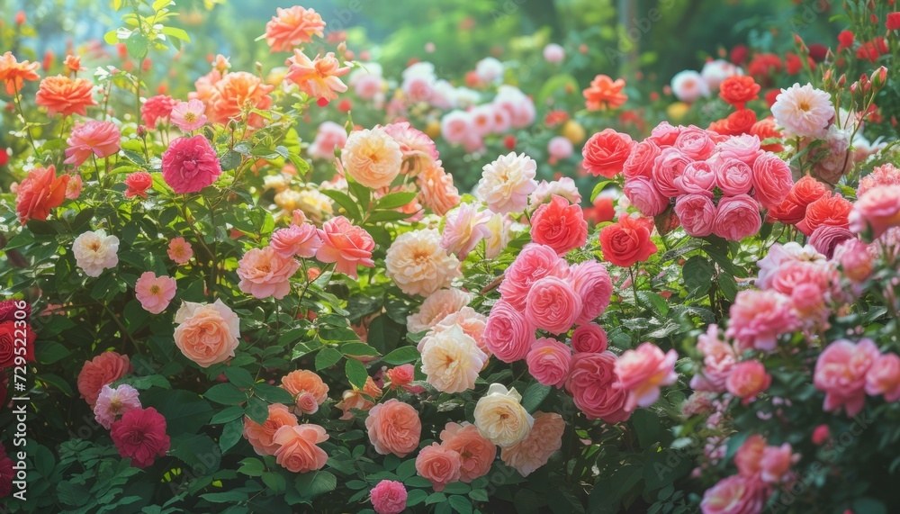 Experience the Serenity of a Colorful Rose Garden - A Delightful Oasis of Natural Elegance and Tranquility
